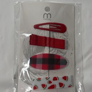 Red and White Hair Accessory Set-Watermelon Theme